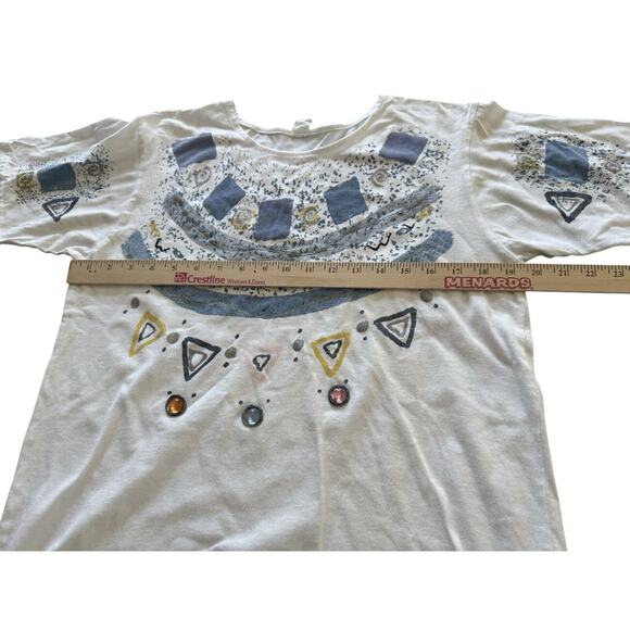 Glitter Jeweled Design Rhinestone Small VTG Abstract Women’s T-Shirt Retro READ - Picture 6 of 8